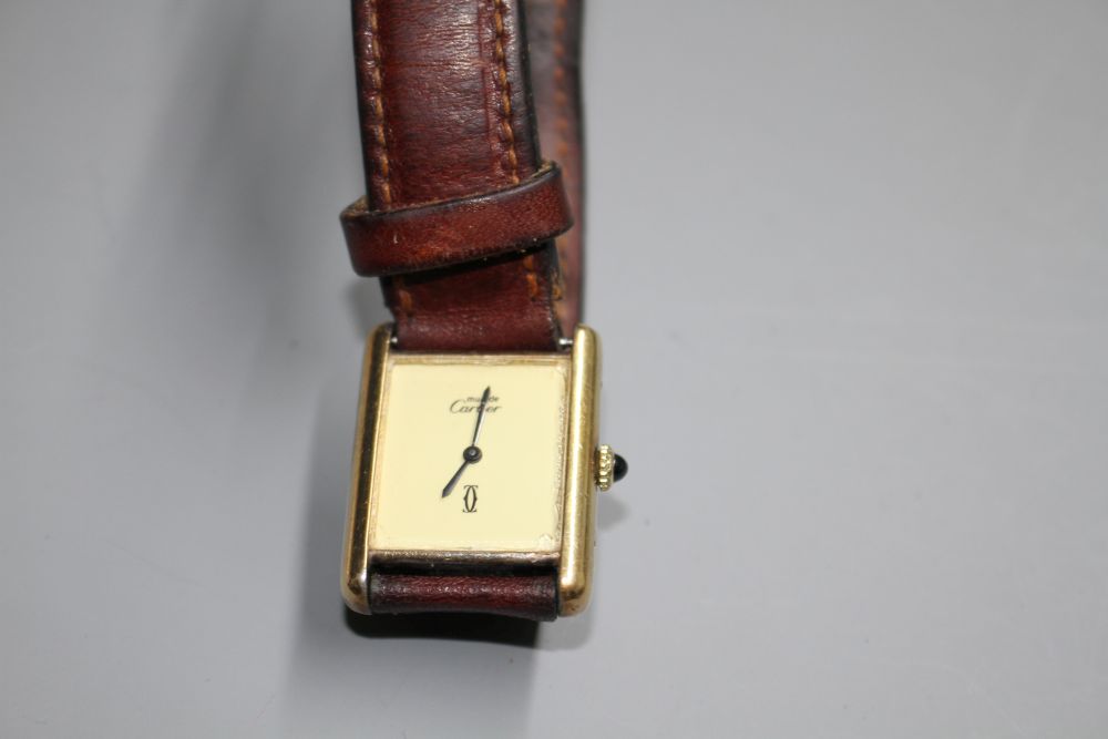 A ladys 925 gilt Must de Cartier manual wind wrist watch,